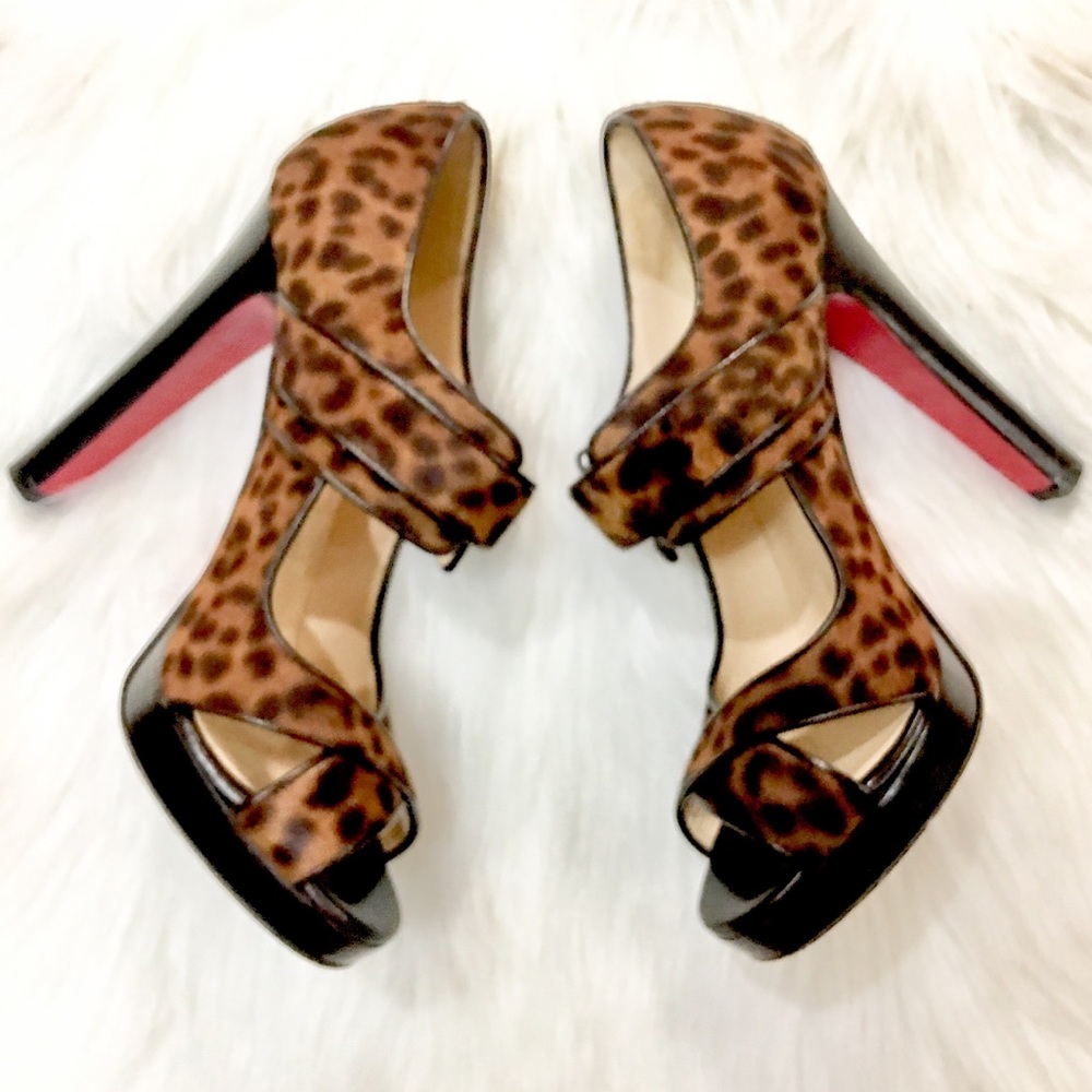 🛑SOLD🛑💯🆑 DORDOGNE LEOPARD PEEP TOE EURO 40 - Picture 4 of 8